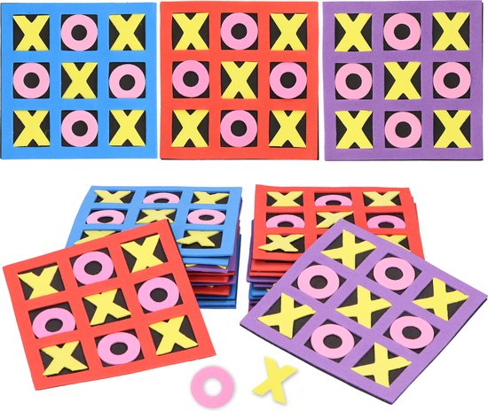 Partizzle 24x Mini Butter-, Käse- und Eierspiel - Partygeschenke - Tic Tac Toe Spiele - Lernspielzeug - Abschlussgeschenke für Kinder - Schaumstoff