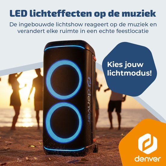 Denver Bluetooth-Lautsprecher Party Box – Disco-Lichter – Partybox – inkl. Mikrofon – Lautsprecher – BPS470