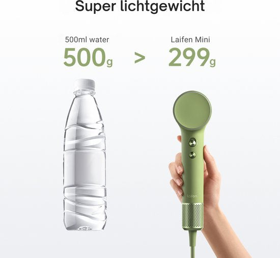 Laifen Mini High Speed Fohn - Grün - Kompakter Haartrockner mit Ionen-Technologie - Mit Kindermodus - 3 Heizstufen - Reisegröße - Reisehaartrockner