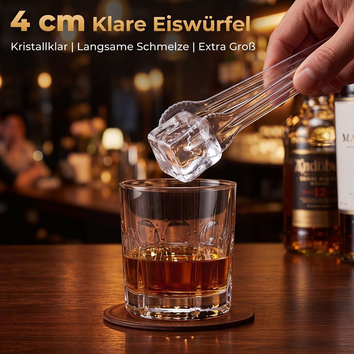 Coast Eiswürfelmaschine – 2 Einstellungen – 24-Stunden-Timer – 4 cm große quadratische Eiswürfel – schwarz und silber