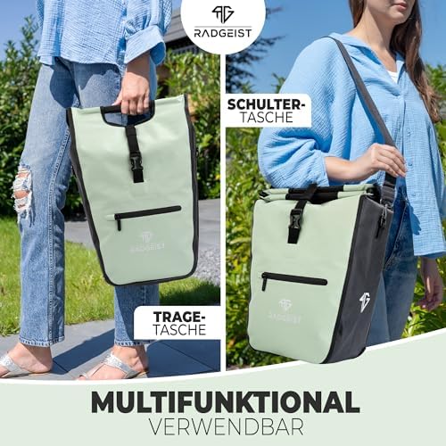 RADGEIST Gepäcktasche für Fahrradträger mit herausnehmbarer Kühltasche und Einkaufstasche, 22–28 Liter