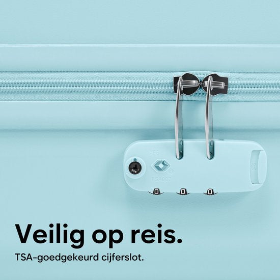 Skycases Handgepäck Koffer 35L - Leichter Trolley - Spinner-Räder - TSA-Schloss und Laptop-Fach - Reisekoffer mit praktischer Fronttasche - 55 cm - Hellblau