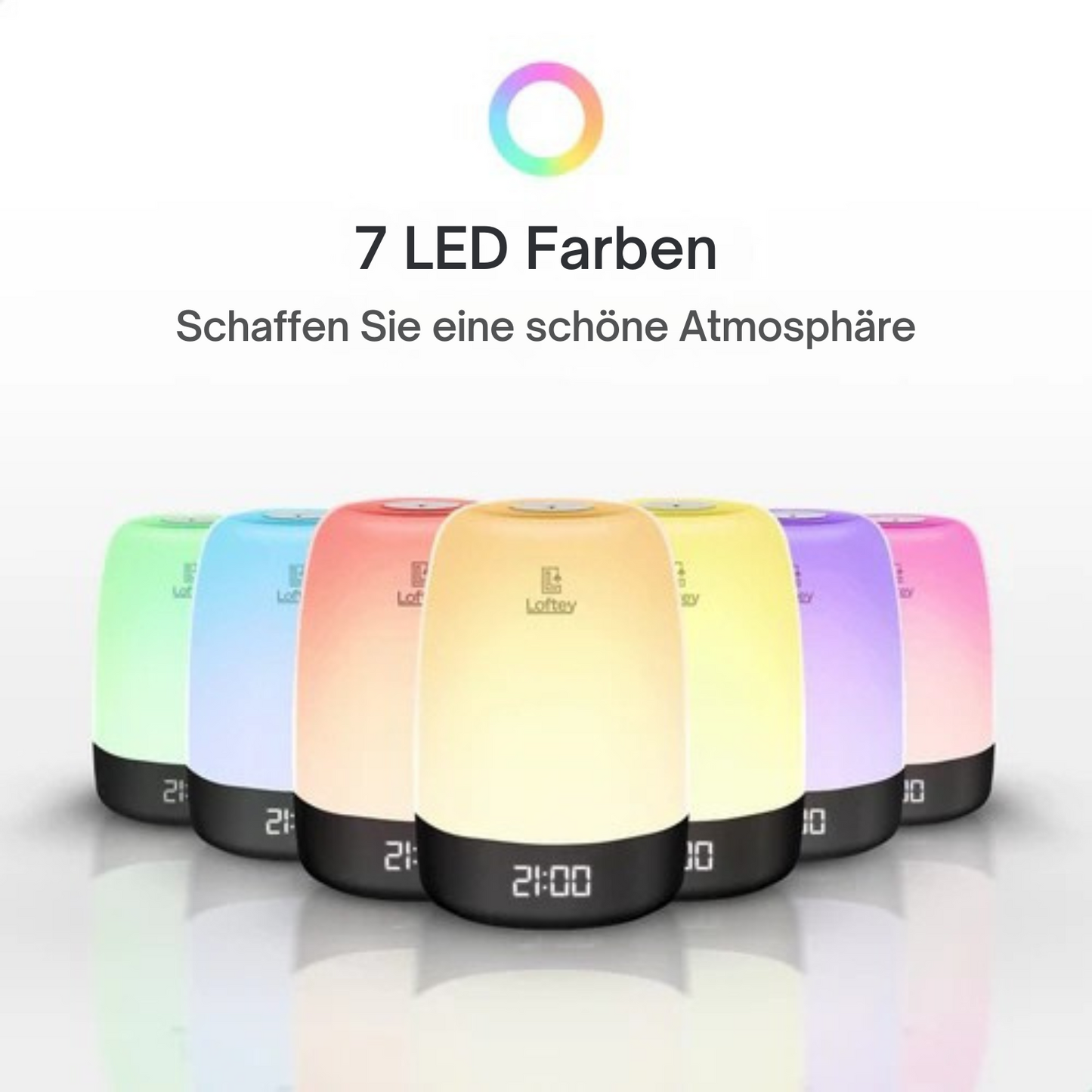 Loftey - Lichtwecker - 5 Naturgeräusche - Snooze-Funktion - Weiß