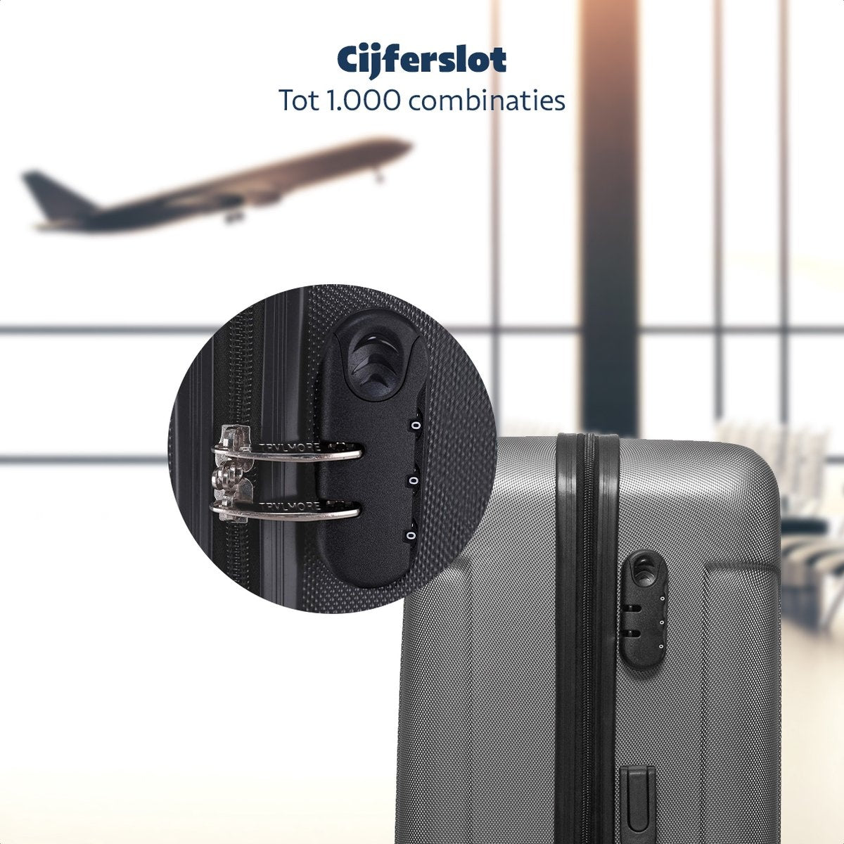 TRVLMORE - Kofferset - 3 Stück - 38L (Handgepäck) + 70L + 110L - Dunkelgrau