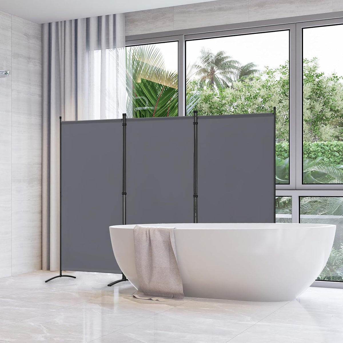 Angel Living Paravent mit 3 Paneelen – 243 x 180 cm – Grau