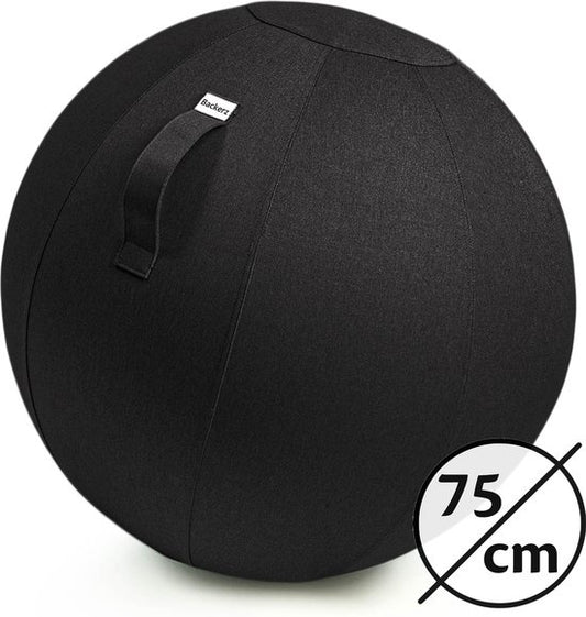 Bckz Sitzball Büro und Zuhause 75 CM - Luxus-Yoga-Ball - Sitzball mit Hülse - Ergonomischer Bürostuhlball - Leinen Schwarz