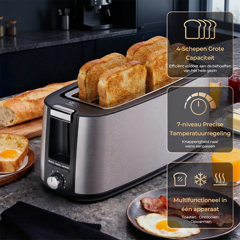 WOOX MX0212 Toaster – 4 Scheiben – Edelstahl