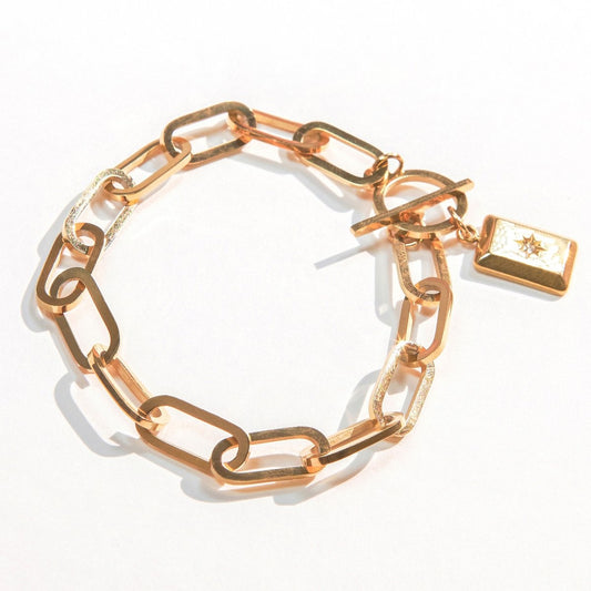 Laura Ferini Damenarmband Ruvido Gold - Goldfarbenes Gliederarmband - 18K Gelbgold plattiert - Schmuck - Accessoires - Damenarmband