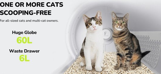 Furbulous Automatische Katzentoilette mit App-Steuerung, 60 l große, sichere Katzentoilette für mehrere Katzen mit Geruchsneutralisator, weiß – 2,4-GHz-Netzwerk – „Auto-Pack & Seal“-Katzentoilette, selbstreinigend und nachfüllbar, großes Fassungsvermögen,