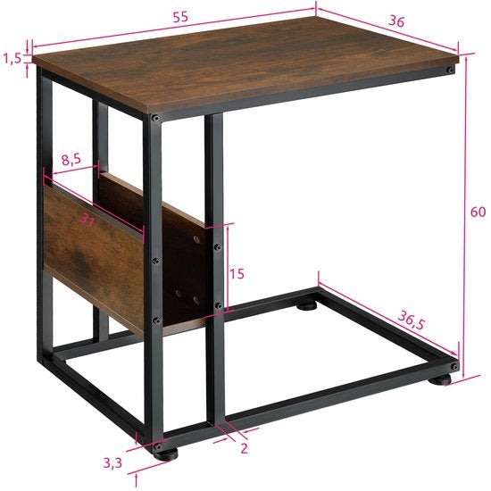 tectake - Beistelltisch Wigan Industrie dunkel- Abmessung 55 x 36,5 x 60 cm - 404277