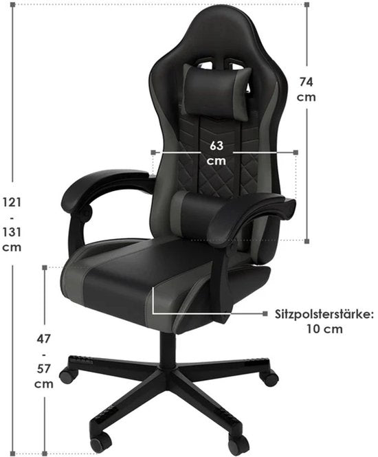 Gaming-Stuhl / Bürostuhl HyperSeat - Schwarz / Grau