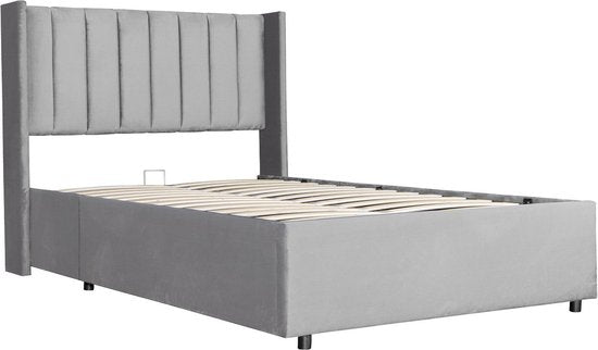 Polsterbett Savona - 200 x 140 cm - Hellgrau - Inkl. Bettkasten