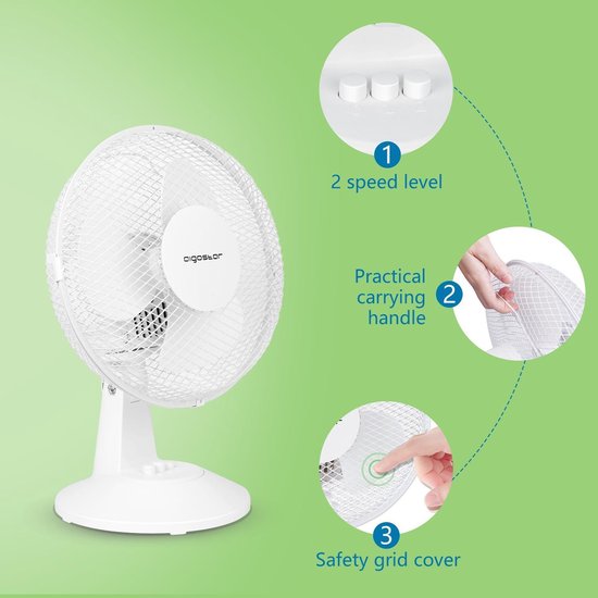 Aigostar Vicki 33JTN – Tischventilator – Perlmuttweiß