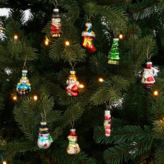 Mica Decorations Weihnachtskugeln, 20er-Set – Weihnachtsschmuck für den Weihnachtsbaum – Glas-Weihnachtskugeln mit klassischen Weihnachtsmotiven – Weihnachtsanhänger, 3,5 cm – Grün