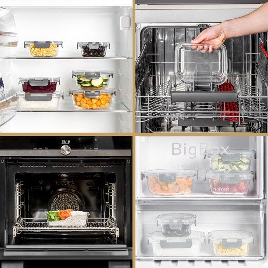 Stosh Frische-Schalen - Meal Prep Schalen - Gefrierschalen - Glas - 12 Stück - BPA frei