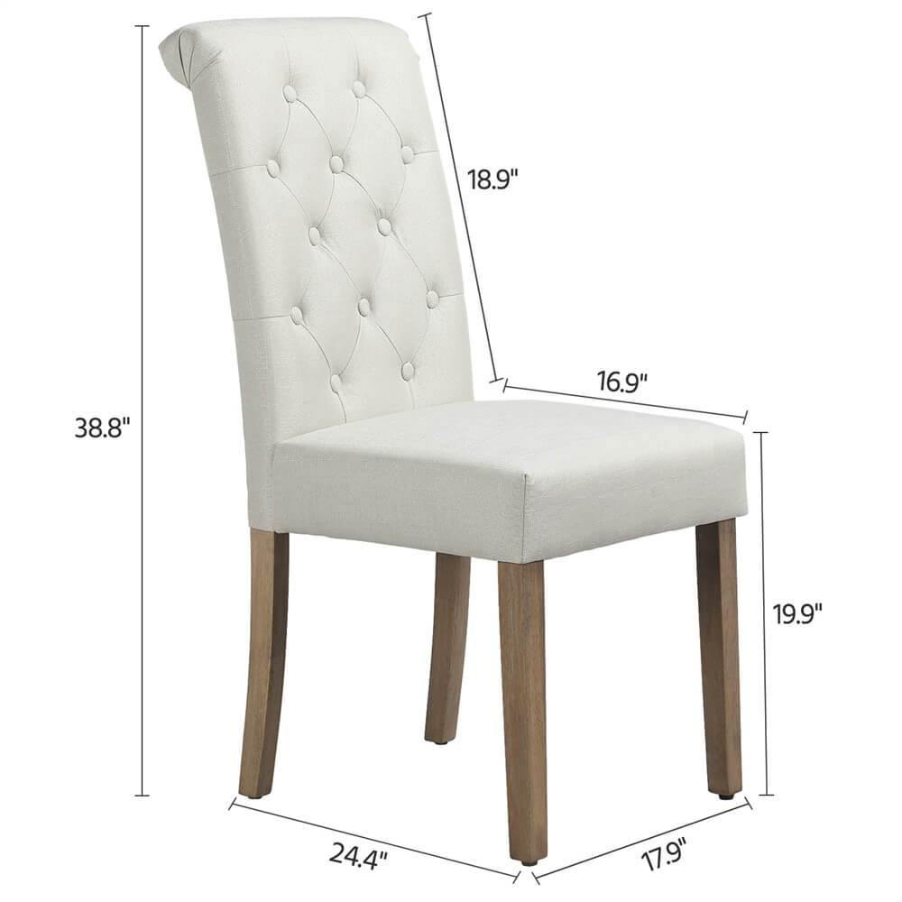 Yaheetech Esszimmerstühle mit hoher Rückenlehne – 2er-Set – Beige – 45,5 × 62 × 98,5 cm