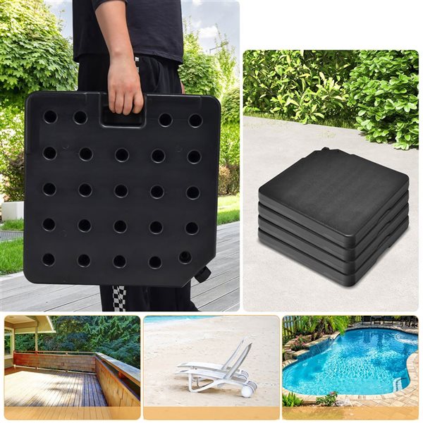 Coast Fließen befüllbar - Für Sonnenschirmfuß - 12.9L - 4 Stück - 101.6 x 6.35 x 44.45 cm - Schwarz