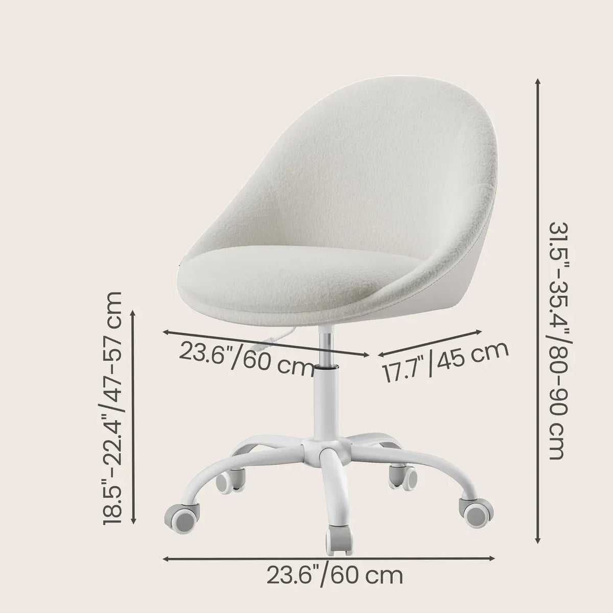 JOYFURNOS Sherpa Bürostuhl – höhenverstellbar – Beige/Weiß