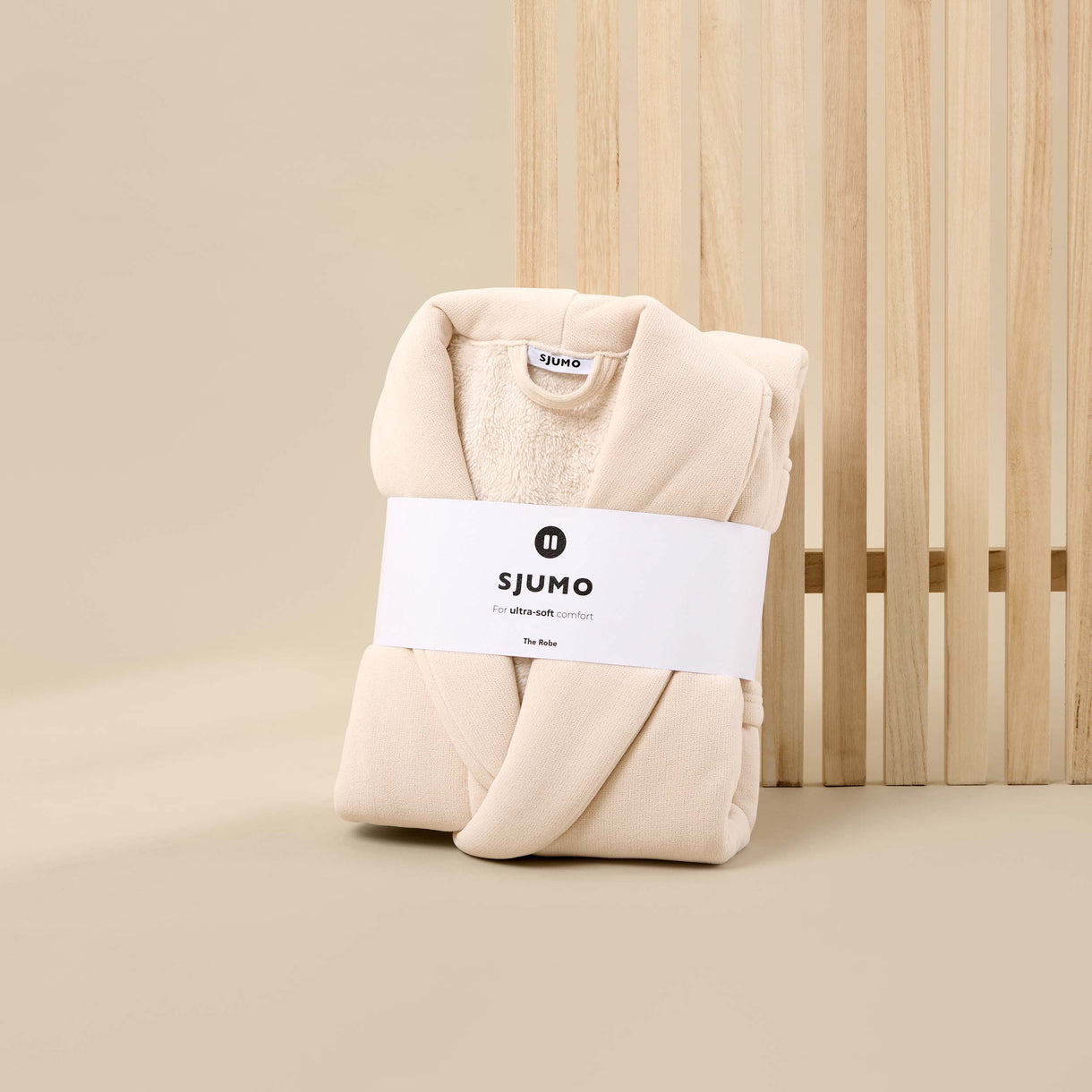 SJUMO Bademantel - Mandelcreme - Größe L/XL - Ultra-weich & strapazierfähig