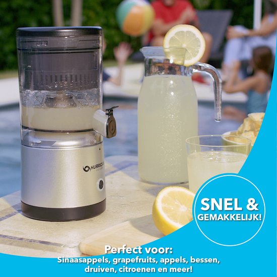 Hurricane Juicer - Entsafter für Obst und Gemüse - Slowjuicer - Kabellos inklusive USB-Ladekabel - 500 RPM - Silber