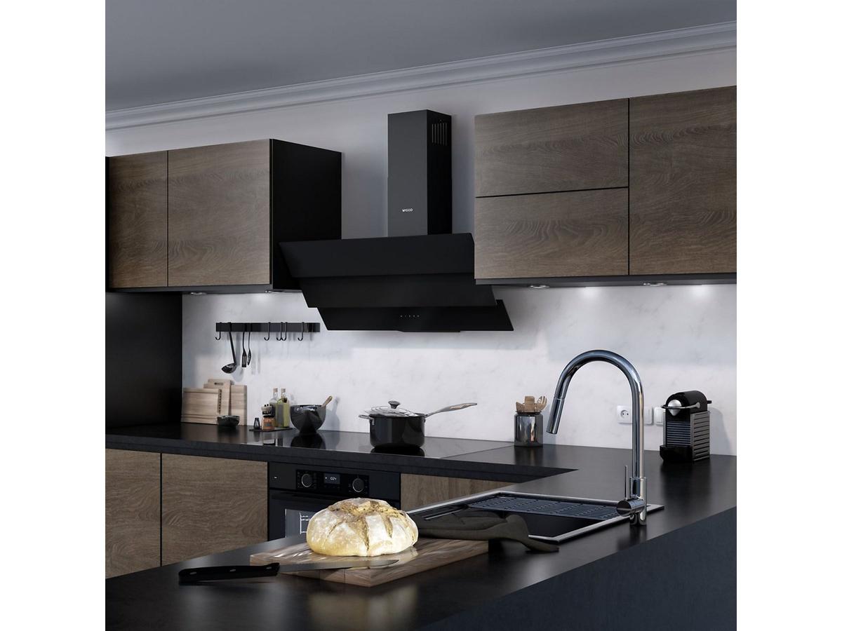 Wiggo Schräge Dunstabzugshaube – Triple Glas ECO-Modell – 90 cm – Schwarz