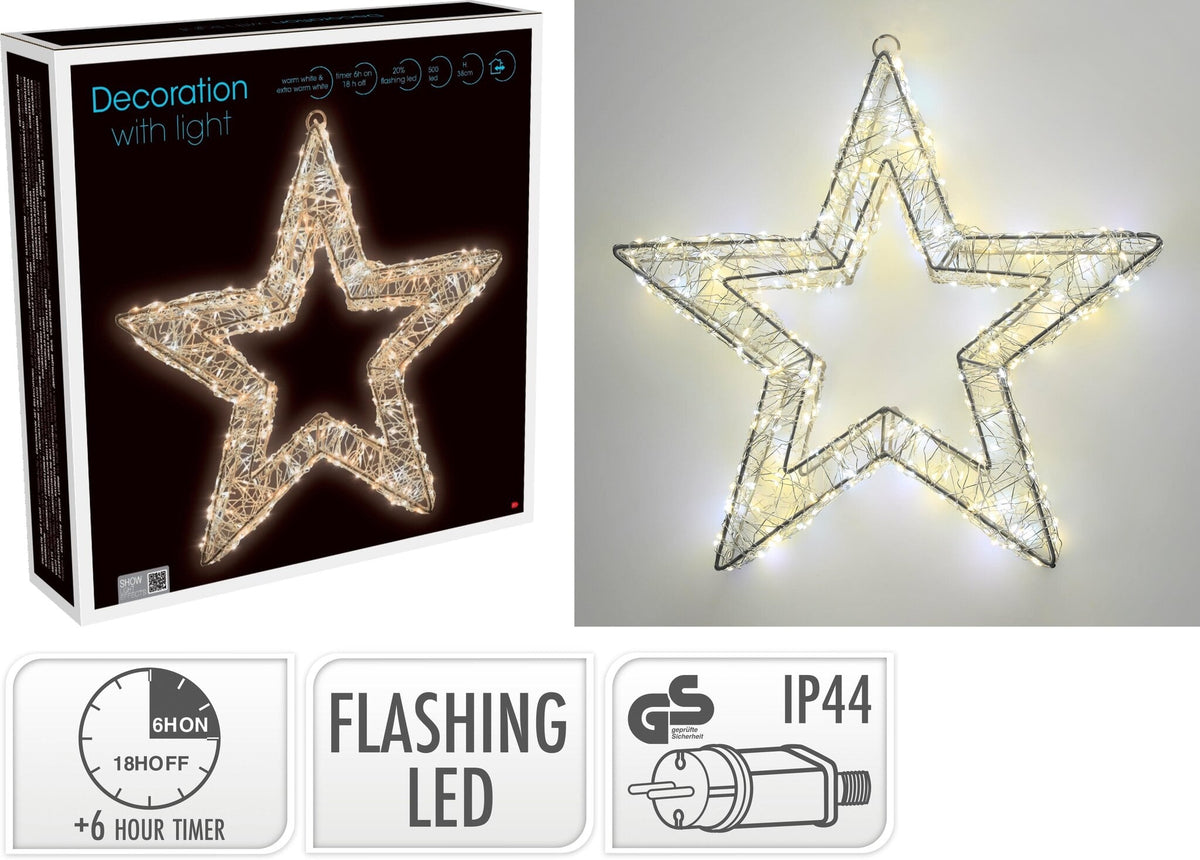 Home Styling Luxuriöser LED-Lichtstern & Weihnachtsstern mit 500 warmweißen Lämpchen, 38 cm – Taupe