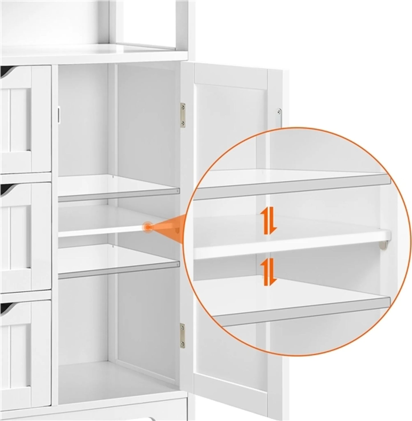 Yaheetech Badezimmerschrank Weiß - Verfügt über 3 Schubladen und Schrank mit verstellbarem Regal und offener Lagerung - Für Wohnzimmer und Schlafzimmer - Weiß Mdf und Metall - 55,5 x 29,5 x 86,5 cm
