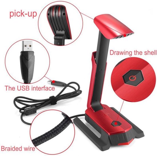Kotion Each USB Microphone für PC - Mit Lampenfunktion und Headset-Ständer