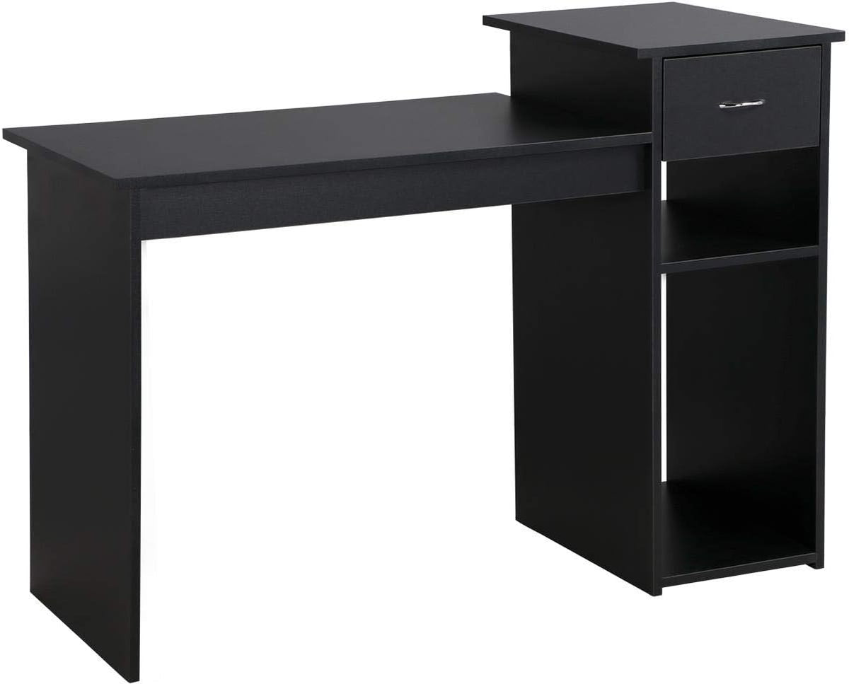 Yaheetech Computertisch – mit Schublade und 2 Ablageböden – 112 x 50 x 82 cm – Schwarz