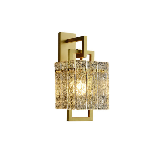 Jewell Wandleuchte Modern – Messing – Wasserwellen-Glas – 1-flammig – dimmbar – E12-Fassung – 16 x 21 x 39 cm