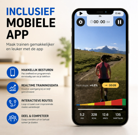 Sportfloww Elektrisches Laufband – 1–12 km/h – 9 % Steigung – Zusammenklappbar – App & Fernbedienung – Schwarz