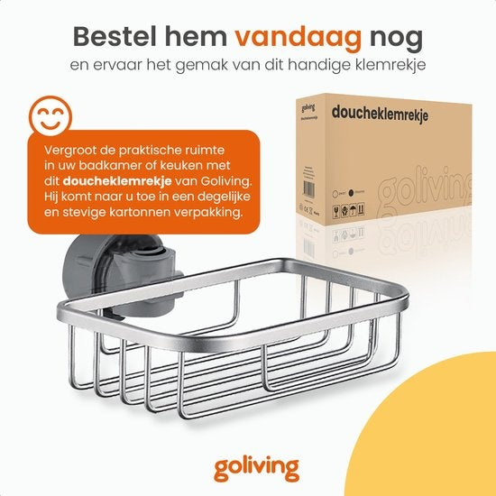 Goliving Duschregal hängend - Duschregal - Kein Bohren - Küchenregal - Spülbeckenorganisator - Badezimmerzubehör - 19,5 cm - 2er Set - Silber