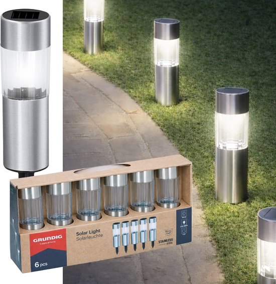 Grundig Gartenbeleuchtung – Solar-Lampen-Set (6er-Set) – Solarlaterne – Steckspott-Gartenbeleuchtung mit Solarenergie, LED