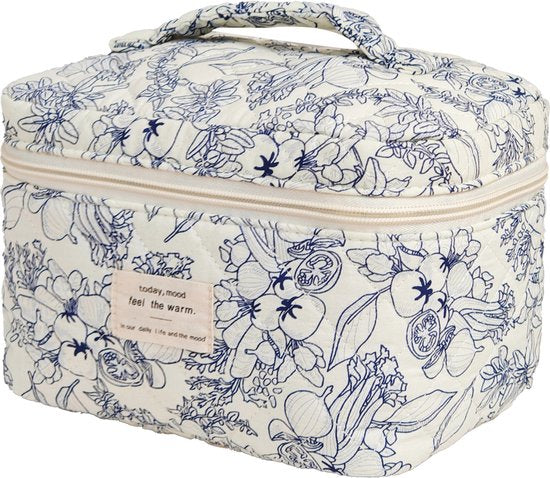 Skycases Travel Essentials - 3-teiliges Make-up-Taschenset - umweltfreundliche Baumwolle - gesteppte florale Organizer - geräumig, strapazierfähig und ideal für Reisen
