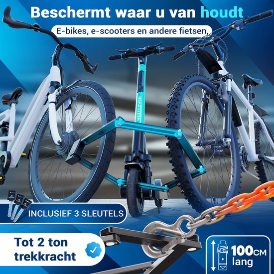 Nextcover Faltschloss 100cm FoldOne | Fahrradschloss mit drei Schlüsseln | Fahrradschloss mit Halterung | Schloss für Fahrräder, E-Bikes, E-Scooter | SteelSecure Technology 3.0