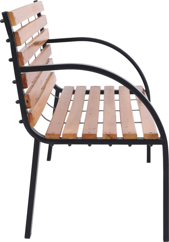 AXI Otis Gartenbank aus Holz mit mattschwarzem Stahlgestell – Zedernholz – 122 x 60 x 83 cm – Zweisitzer-Gartenbank