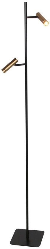 Stehlampe Lumo 4608BR – Moderne Leselampe mit zwei Leuchten aus Metall mit bronzefarbenen Akzenten, 125 cm hoch, dreh- und neigbar, Marke Mexlite