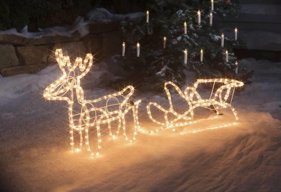 Westfalia Außenbeleuchtung - Rentier mit Schlitten - Warmweiß