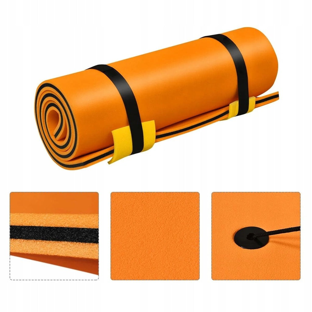 Wasser Hängematte Schwimmende Matte Schwimmendes Floß Wasserbett 220 x 90 x 4 cm Orange + Schwarz