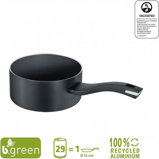 Berndes - B.Green - Sauciere - mit Griff - 16 cm - Recyceltes Aluminium - Silber