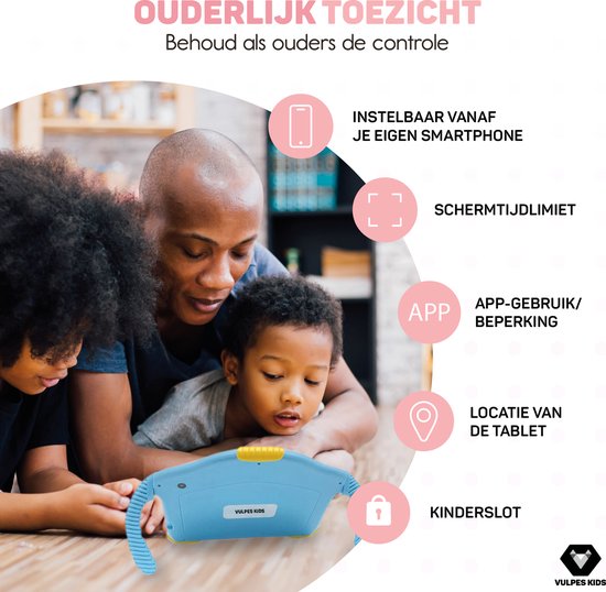 Vulpes Goods® Kids - Kinder Tablet - Tablet Kids - Parent Control App - 100% kindersicher - 3500 mAh - Android 10 Go - Inkl. integrierter Schutzhülle, Bildschirmschutz & Augenschutz - 32 GB - Mit Touchscreen-Stift- PRO Version