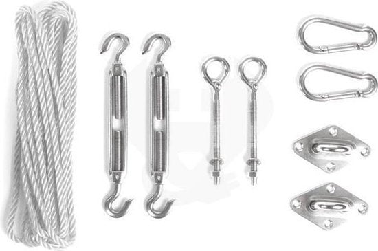 Perel Montagekit met 2 spanwartels, 2 oogbouten, 2 oogplaten, 2 karabijnhaken, nylontouw