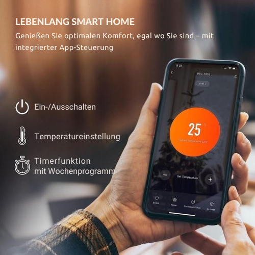 LEBENLANG - Heizlüfter mit Fernbedienung - Kompakt & energieeffizient - Einstellbare Temperatur und Timerfunktion - 2000W