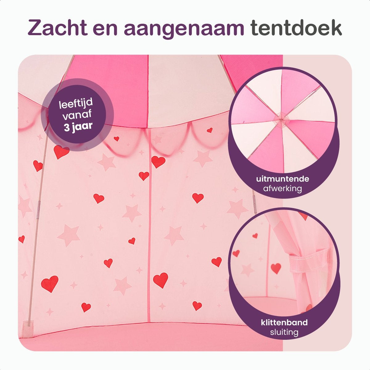 Gofun Heavenly Hearts Speeltent - Voor Kinderen Vanaf 3 Jaar - Buiten en Binnen - Speeltentje - Voor meisjes - Roze
