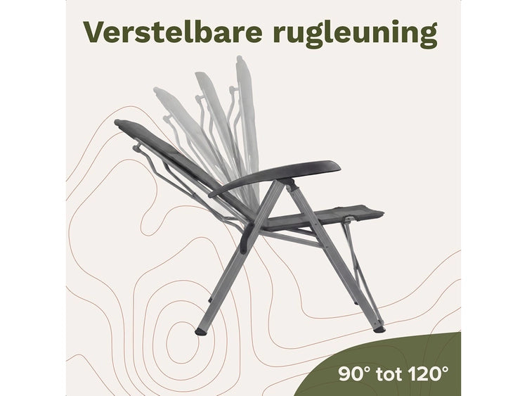 TRVLMORE Campingstuhl - Luxe Soft - Klappbar - Verstellbar - Grau