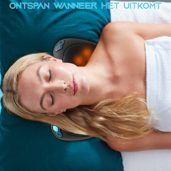 Sanbo Wireless Massage Cushion WL20 - Schwarz - Massagegeräte - Wärmefunktion mit Infrarot - Für Haus und Auto - Shiatsu - Fitness