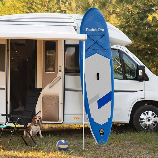 LifeGoods SUP Board All-round Compact - 100 KG Belastbarkeit - Aufblasbar - Komplettes SUP Paket - Blau