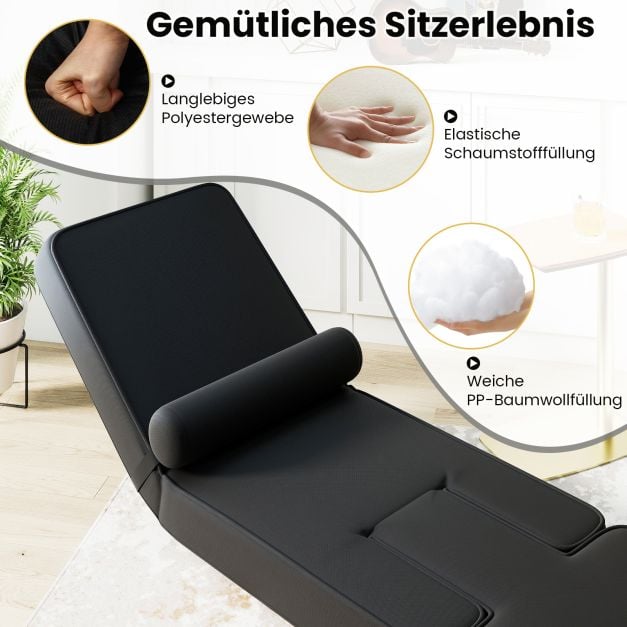 Coast Klappbarer Bodensessel – 5 Verstellstufen – 84 x 50 x 67 cm – Schwarz