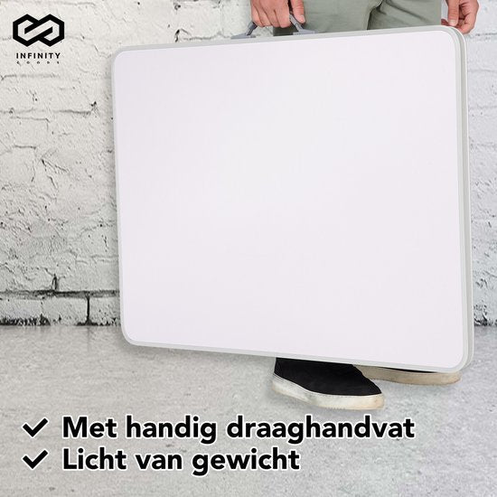 Infinity Goods Campingtisch - Klappbar - Gartentisch - 80x60x70 cm - Outdoor/Indoor - Tragegriff - Kompakt - Aluminium - Weiß