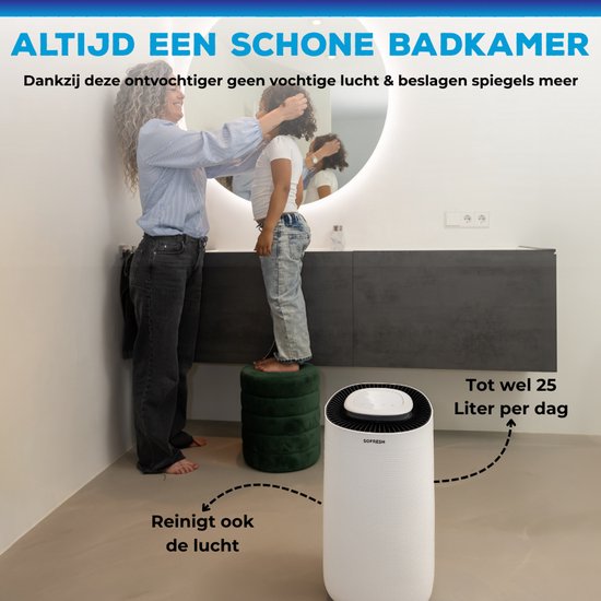 Sofresh Virgo 2-in-1 Luftentfeuchter und Luftreiniger – Kapazität 16 l – Weiß